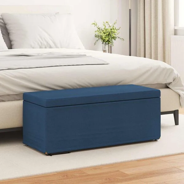 vidaXL Hocker Blau 101 x 41 x 40 cm Stoff und Pressholz
