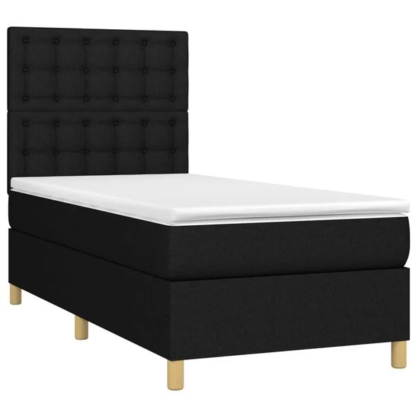 vidaXL Boxspringbett mit Matratze Schwarz 80x200 cm Stoff