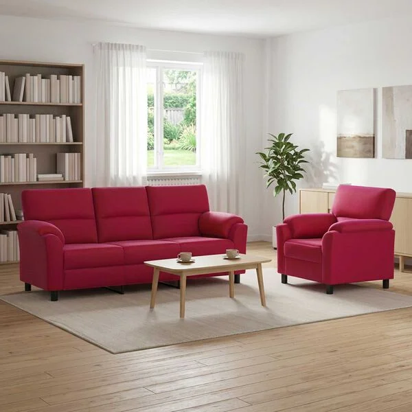 vidaXL Sofa-Set 2 pcs Weinrot Samt