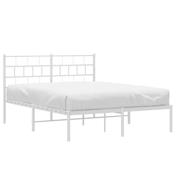 vidaXL Bettgestell mit Kopfteil Metall Weiß 150x200 cm