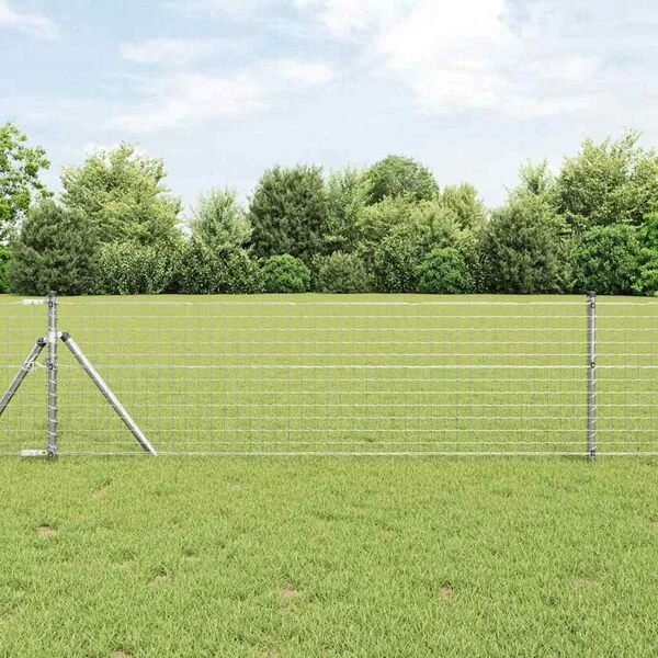 vidaXL Bodenmontierter Euro-Zaun 25 x 0, 4 m Verzinkter Stahl Silber