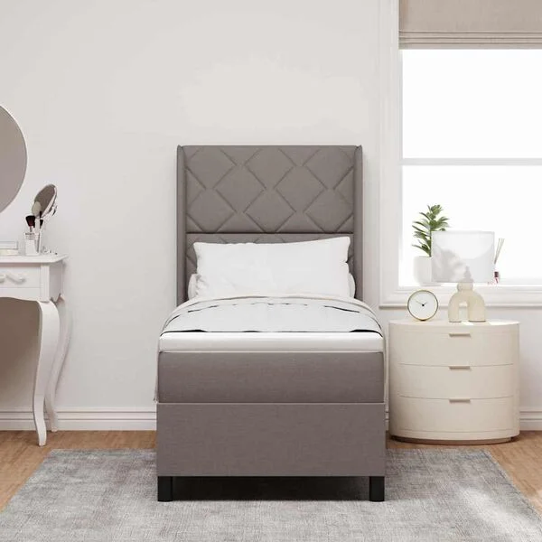 vidaXL Boxspringbett mit Kissen mit Kopfteil Taupe 200 x 80 cm Stoff