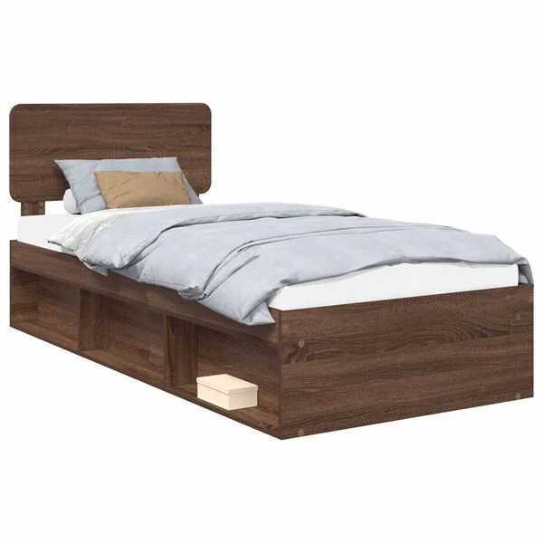 vidaXL Bettrahmen Braun Eichen-Optik 100 x 200 cm Massives Kiefernholz