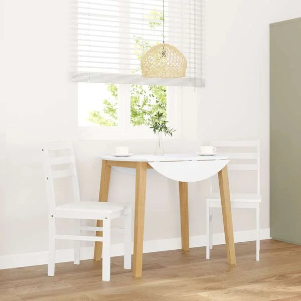 vidaXL Esszimmerstühle 2 Stk. Weiß Massivholz Gummibaum