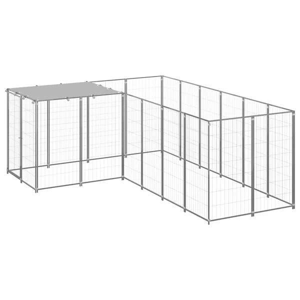 vidaXL Hundezwinger Silbern 4, 84 m² Stahl