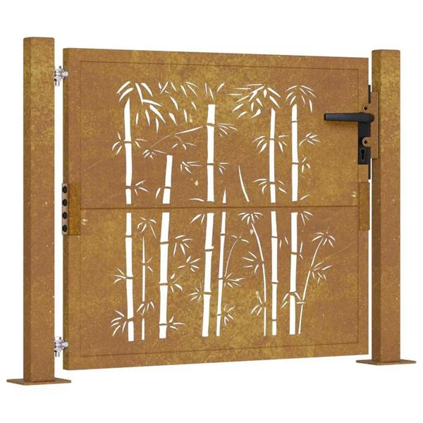 vidaXL Gartentor 100x75 cm Cortenstahl Bambus-Design