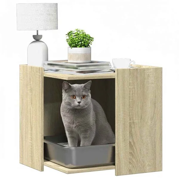 vidaXL Katzenklo Sonoma Eiche 53x53x51 cm Holzwerkstoff