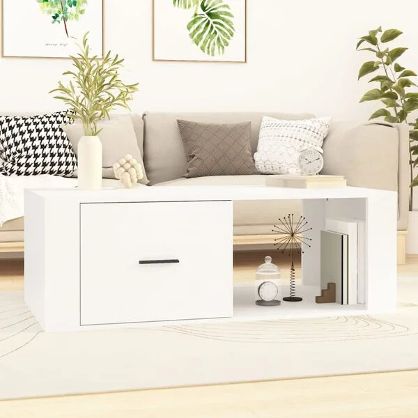 vidaXL Couchtisch Weiß 100x50, 5x35 cm Holzwerkstoff