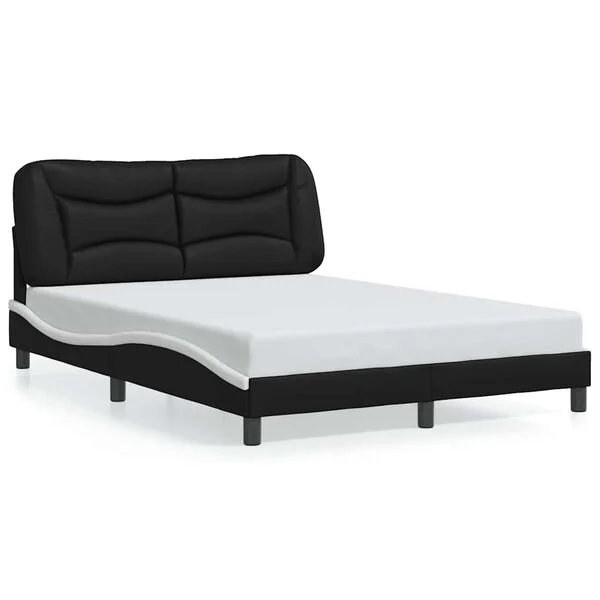vidaXL Bettgestell ohne Matratze "Hvar" Schwarz und Weiß 140x200 cm