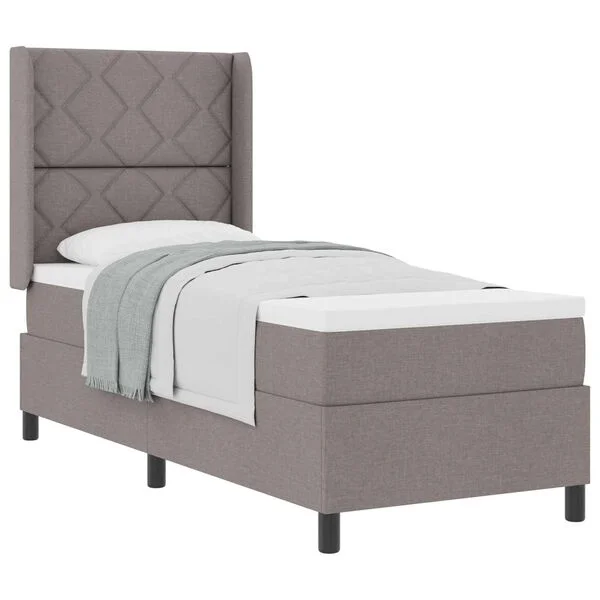 vidaXL Boxspringbett mit Kissen mit Kopfteil Taupe 200 x 80 cm Stoff