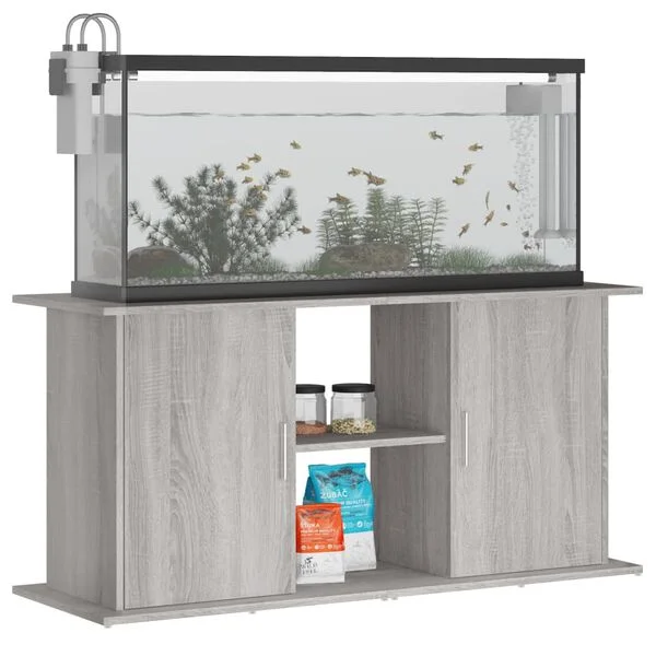 vidaXL Aquariumständer Grau Sonoma 121x41x58 cm Holzwerkstoff