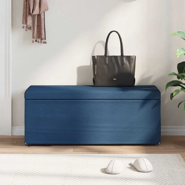 vidaXL Hocker Blau 101 x 41 x 40 cm Stoff und Pressholz