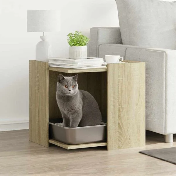 vidaXL Katzenklo Sonoma Eiche 53x53x51 cm Holzwerkstoff