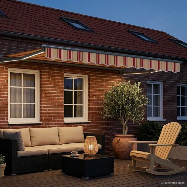 vidaXL Manuelle Gelenkarmmarkise mit LEDs Mehrfarbig 3 x 2, 5 m