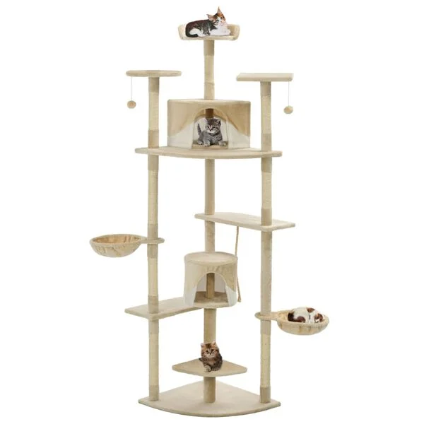 vidaXL Katzen-Kratzbaum Sisal 203 cm Beige und Weiß