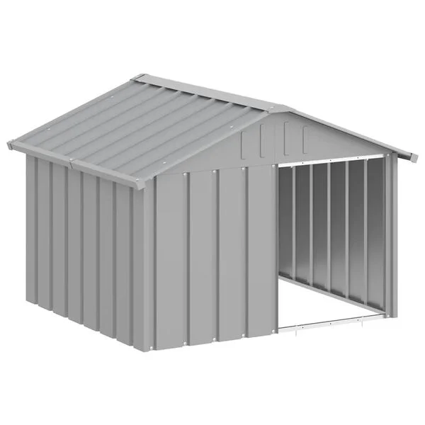 vidaXL Hundehütte Grau 116, 5x103x81, 5 cm Verzinkter Stahl