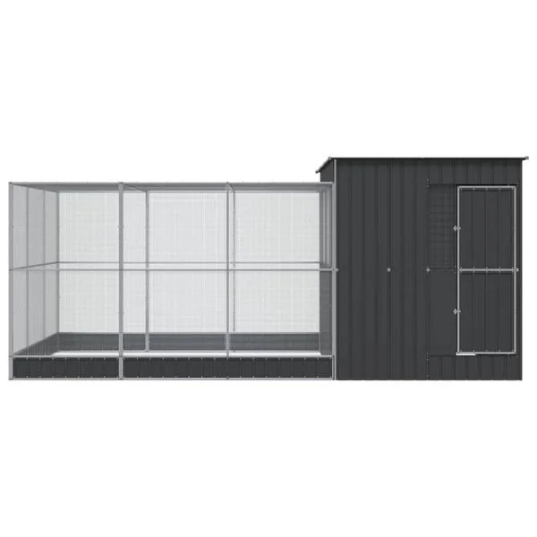 vidaXL Voliere mit Erweiterung Silbern 497x303x216 cm Stahl