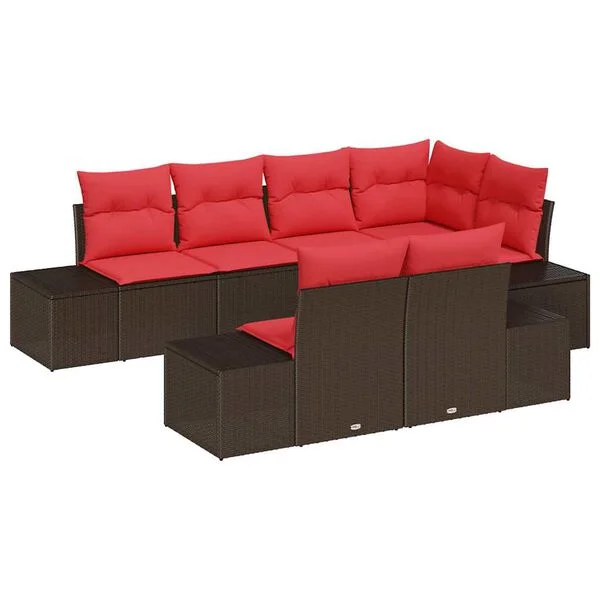 vidaXL Gartensofa-set 7 stk. Braun Poly-Rattan