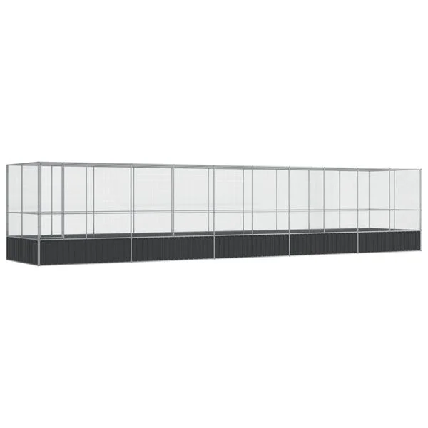vidaXL Voliere mit Erweiterung Silbern 1039x207x212 cm Stahl
