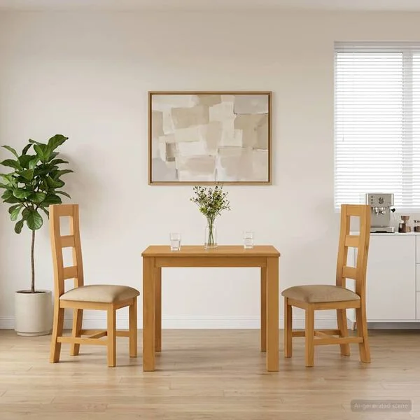 vidaXL Essgruppe 3 stk. Beige Massivholz Eiche