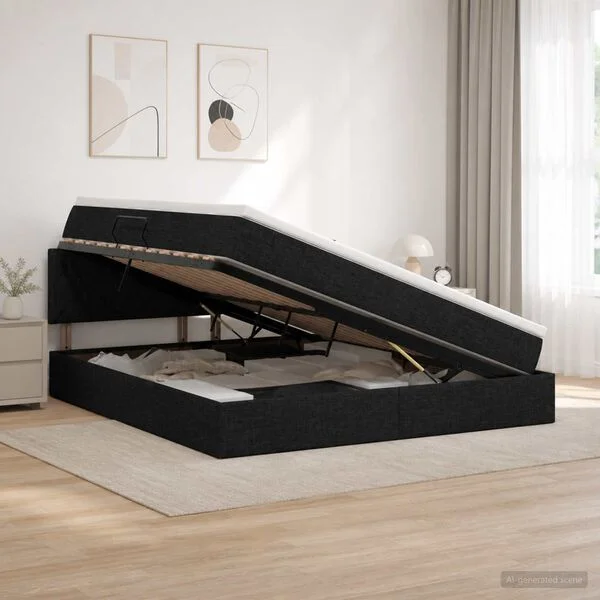 vidaXL Aufbewahrungsbett mit Matratze Schwarz 180 x 200 cm Samt