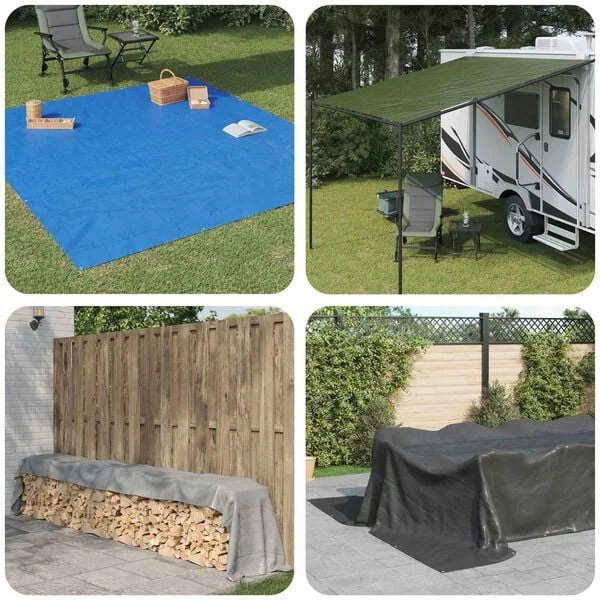 vidaXL Plane mit Ösen Grün 3 x 6 m 90 g, m² PE