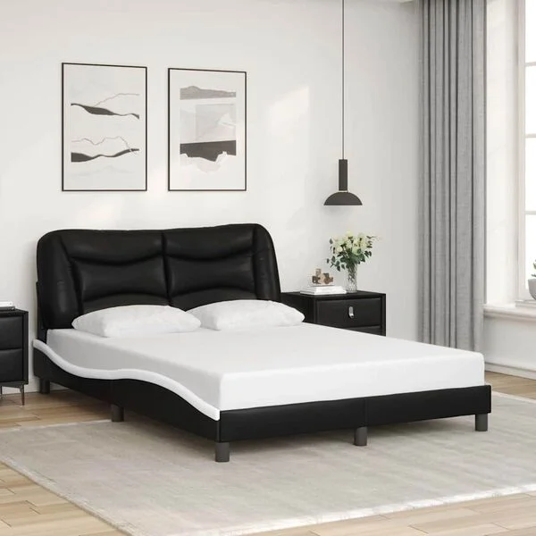 vidaXL Bettgestell ohne Matratze "Hvar" Schwarz und Weiß 140x200 cm