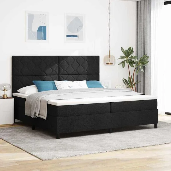 vidaXL Boxspringbett mit Kopfteil Schwarz 200 x 200 cm Stoff