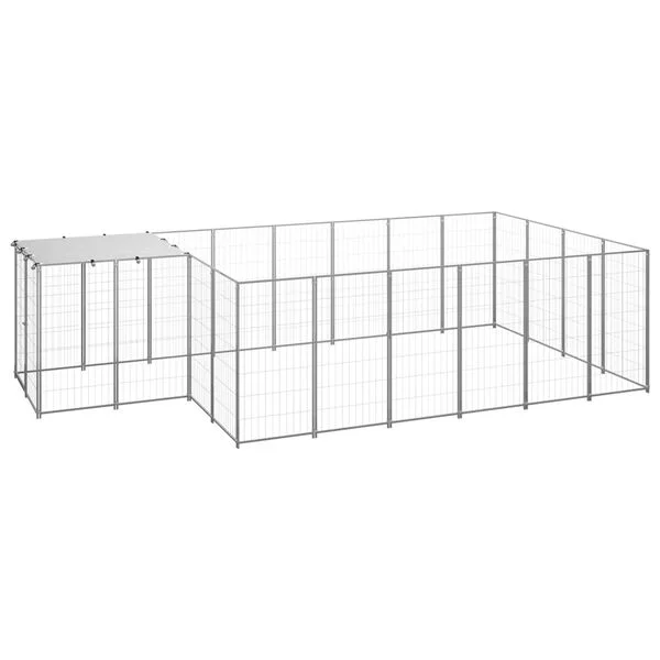 vidaXL Hundezwinger Silbern 8, 47 m² Stahl
