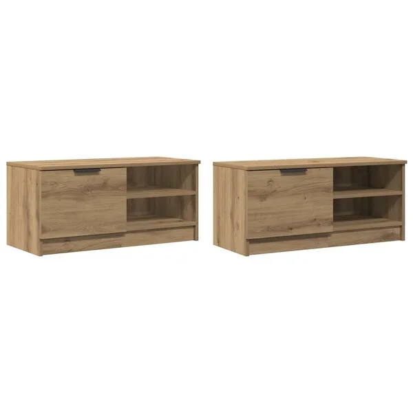 vidaXL TV-Schränke 2 Stk. Artisan-Eiche 80x35x36, 5cm Holzwerkstoff