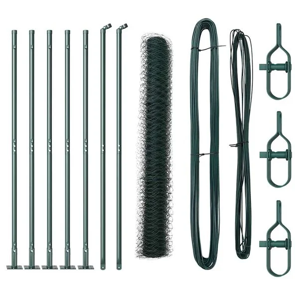 vidaXL Sechseckzaun mit Betonsockel 10 x 0, 8 m PVC-beschichteter Stahl