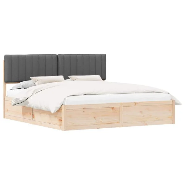 vidaXL Bettgestell mit gepolstertem Kopfteil Dunkelgrau 180 x 200 cm