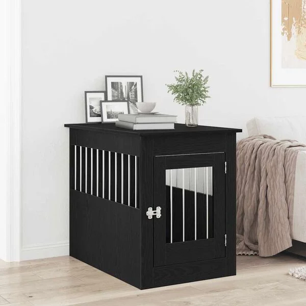 vidaXL Hundebox-Möbel Schwarze Eiche 55 x 80 x 68 cm Holzwerkstoff