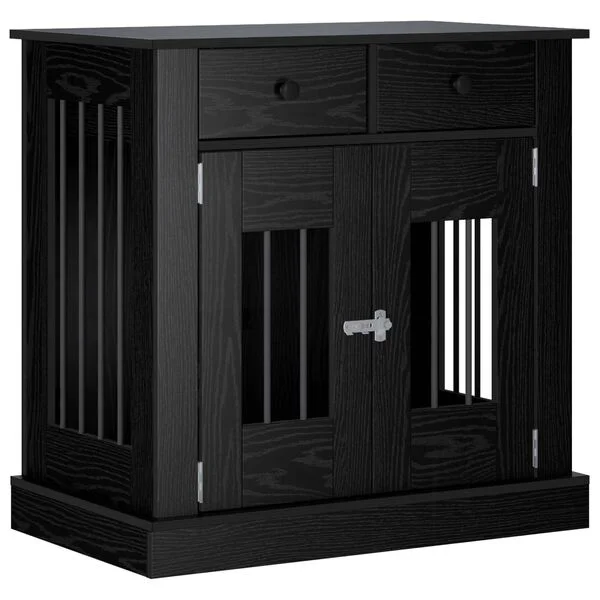 vidaXL Hundekäfigmöbel Schwarz Eichen-Optik 80 x 47, 5 x 80 cm
