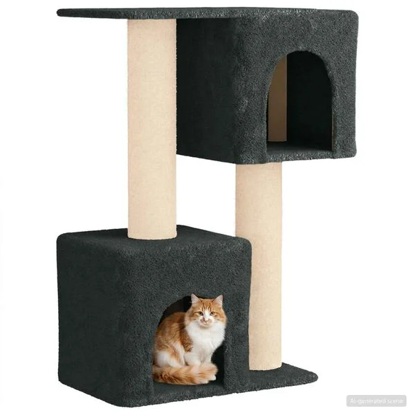 vidaXL Katzennbaum mit Sisal-Kratzsäulen Dunkelgrau 114 cm