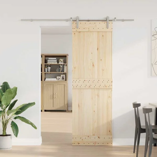 vidaXL Schiebetür-Beschlagsatz 200 cm Edelstahl Silbern