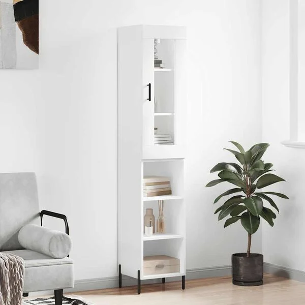 vidaXL Highboard Weiß 34, 5x34x180 cm Holzwerkstoff