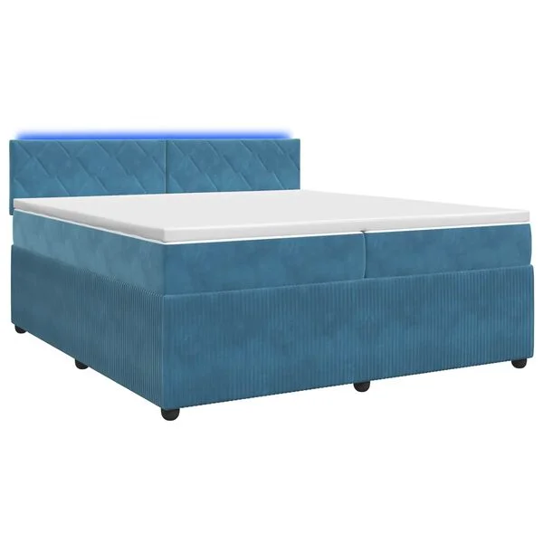 vidaXL Boxspringbett mit Matratze mit Kopfteil Blau 200 x 200 cm Samt
