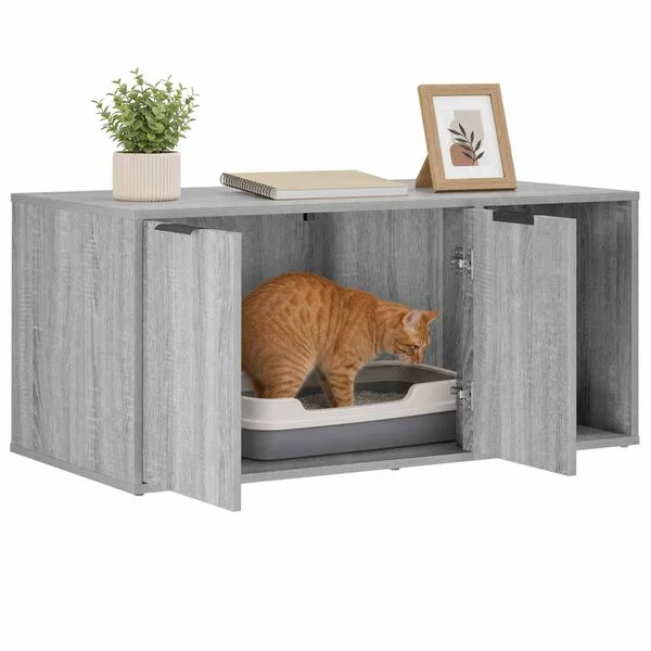 vidaXL Katzenkiste Möbel Sonoma-Grau 100 x 49 x 45 cm Holzwerkstoff