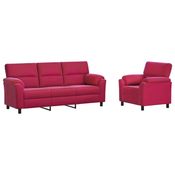vidaXL Sofa-Set 2 pcs Weinrot Samt