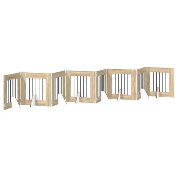 vidaXL Klappbares Hundetor mit Ständern 8 stk. Sonoma-Eiche 60 cm