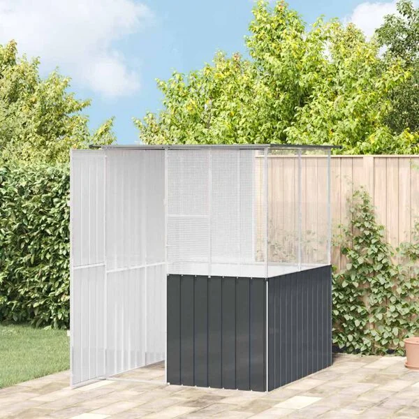 vidaXL Vogelkäfig Anthrazit 165 x 165 x 200 cm Verzinkter Stahl
