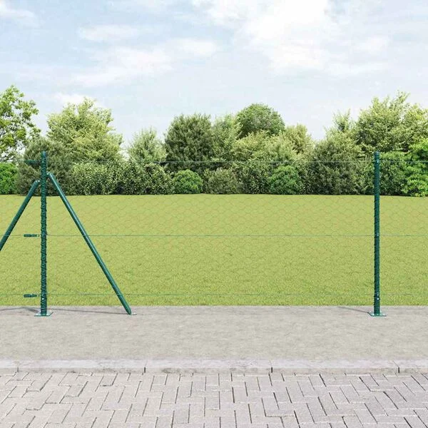 vidaXL Sechseckzaun mit Betonsockel 10 x 0, 8 m PVC-beschichteter Stahl