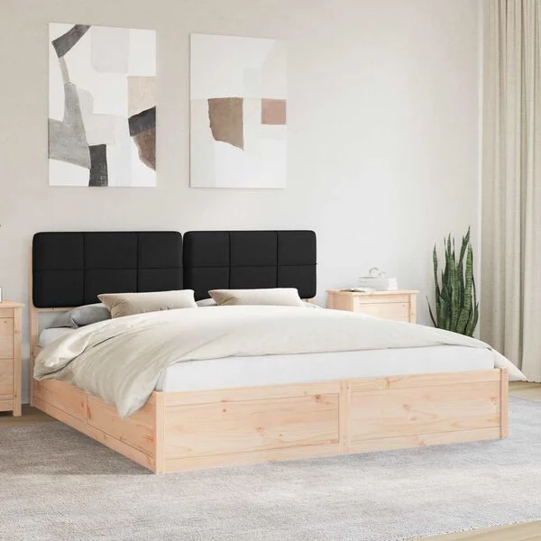 vidaXL Bettgestell mit gepolstertem Kopfteil Schwarz 200 x 200 cm