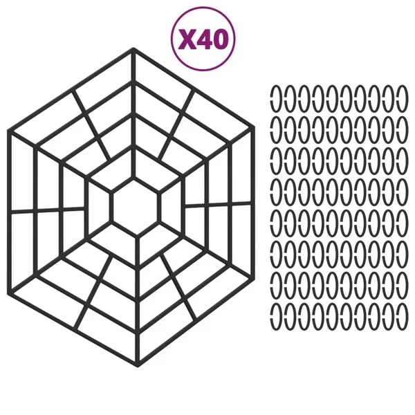 vidaXL Teichgitter 40 Stk. Schwarz Polypropylen