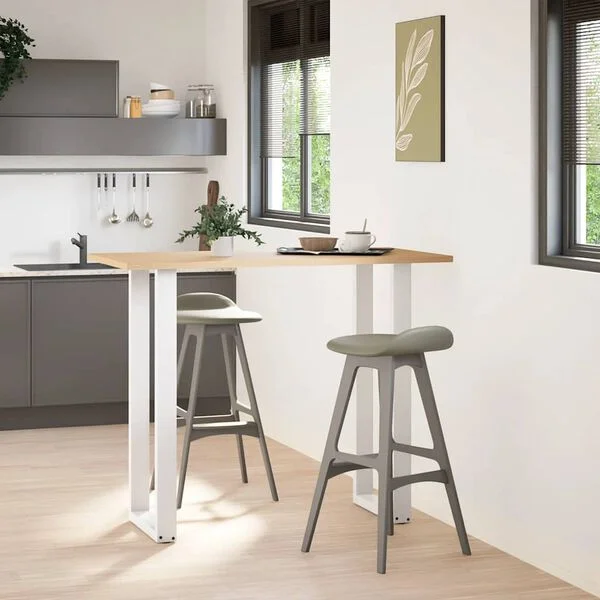 vidaXL Bartischbeine U-Form 2 Stk. Weiß 50x(110-111) cm Stahl