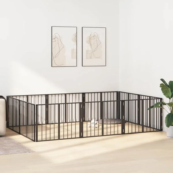 vidaXL Hundetor 10 stk. Schwarz 80 x 60 cm Verzinkter Stahl