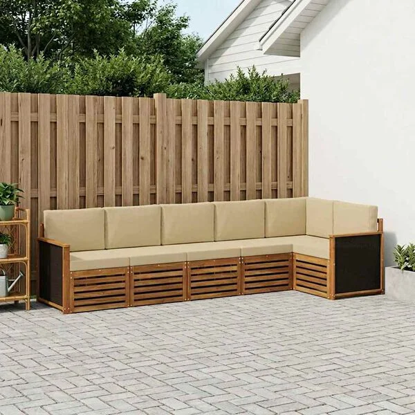 vidaXL Outdoor-Sofagarnitur 5 stk. Natur