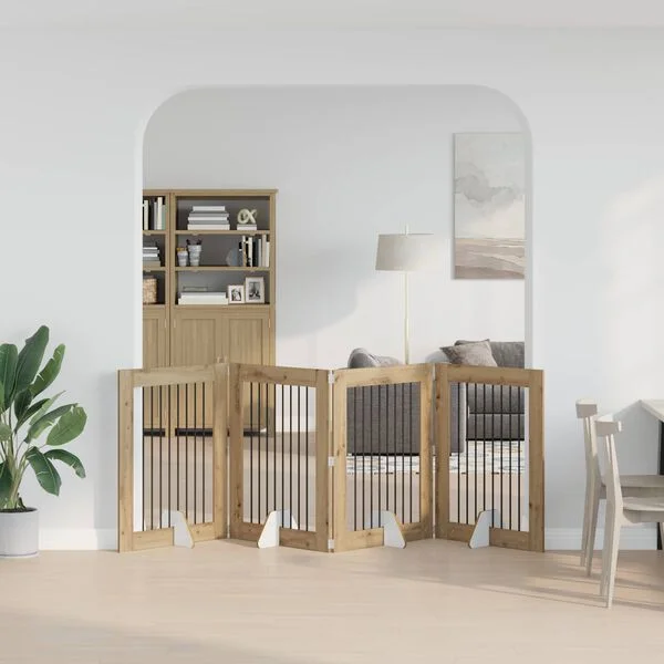 vidaXL Klappbares Hundetor mit Ständern 4 stk. Artisan-Eiche 321 cm