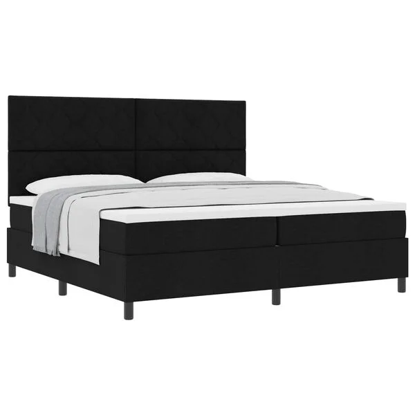 vidaXL Boxspringbett mit Kopfteil Schwarz 200 x 200 cm Stoff